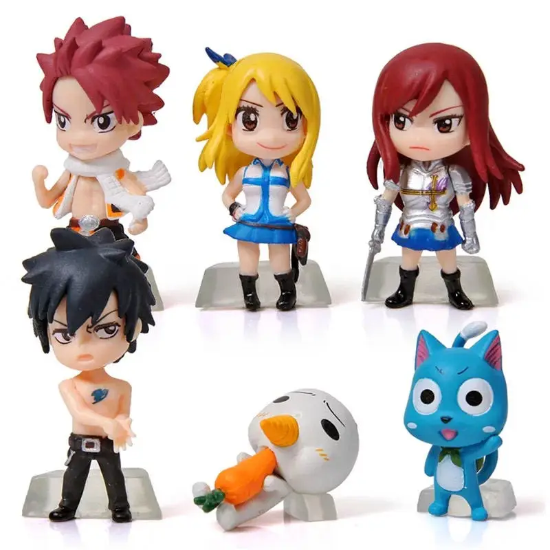 6 шт./компл. аниме Сказочный хвост Natsu Happy Lucy Gray Elza ПВХ фигурка модель игрушки