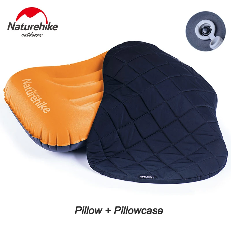 Orange Pillowcase 1 Naturehike Air надувная подушка Сверхлегкий Портативный ручной Пресс Открытый Подушка путешествия подушка для шеи складной походный туристический коврик - Цвет: Orange Pillowcase 1