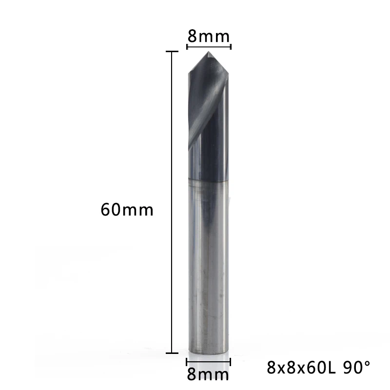 8x8x60L XCAN 1 шт. 90 градусов 2-12 мм Фаска фрезы Фрезы ЧПУ Концевая фреза с фиксированной точкой сверло Карбид Концевая фреза - Длина режущей кромки: 8x8x60L