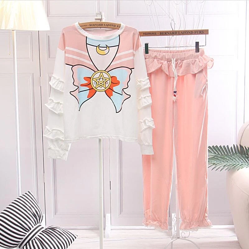 Сейлор Мун Цукино Usagi набор пижам Loungewear ночная рубашка одежда для отдыха косплэй