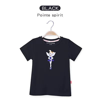 Black-pointe Мягкие футболки с принтом для балета и танцев для девочек; летние детские однотонные футболки для танцев; одежда с короткими рукавами для занятий танцами - Цвет: Black-pointe
