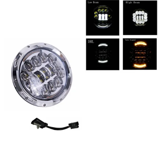 90W Headlight chrome 7 дюймов мотоциклетный светодиодный налобный фонарь для мотоцикла 6500K H4 H13 45W с угловыми глазами Высокий Низкий Луч для Honda Yamaha - Цвет: 90W Headlight chrome