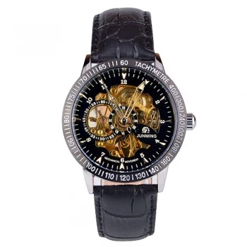 Selling new JUNMING luxury of CTT hollow out mechanical watch fashion men's leather the man best gift relogio | Наручные часы