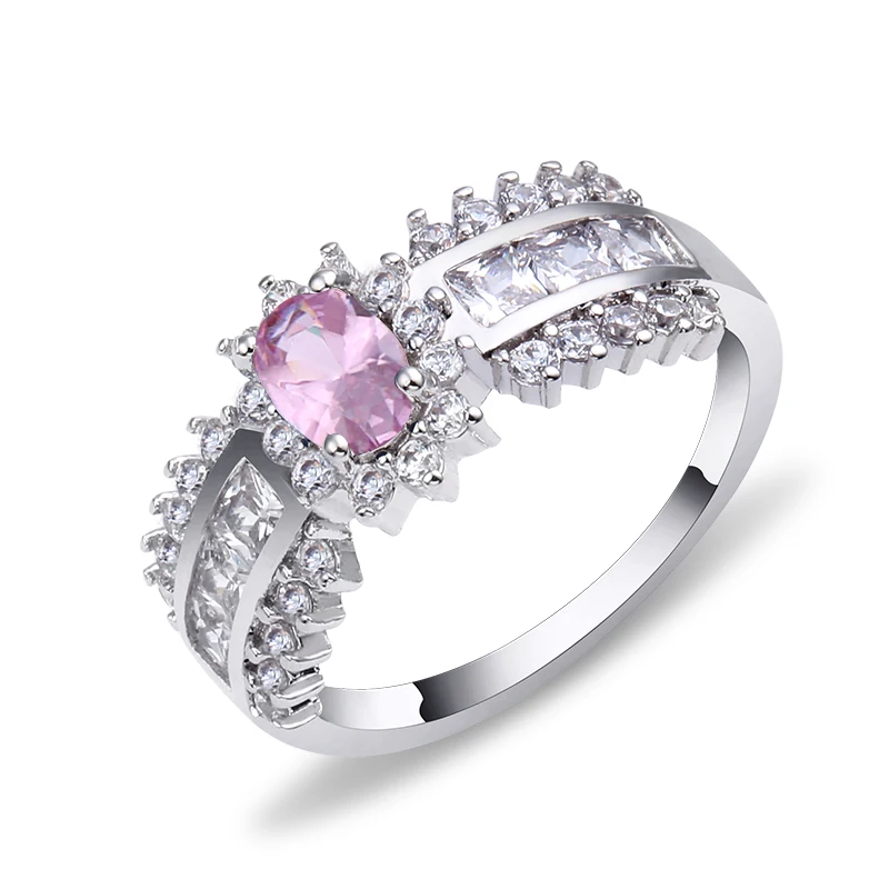 Female Blue Oval Ring Fashion White Gold Filled Jewelry Vintage Wedding Rings For Women Birthday Stone Gifts Valentine's Day | Украшения