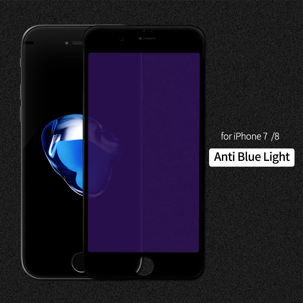 3D полный Экран протектор Закаленное Стекло для iPhone 7 6 6S плюс анти синий свет мягкий edge Full Cover Стекло пленка для iPhone 8 x