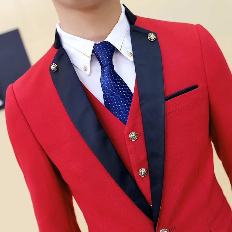 Пиджак + жилет брюки новейший дизайн 2016 мужские костюмы корейский смокинг для