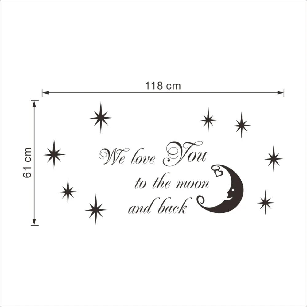 Виниловые наклейки с надписью We Love You To The Moon And Back Star для мальчиков и девочек|stickers