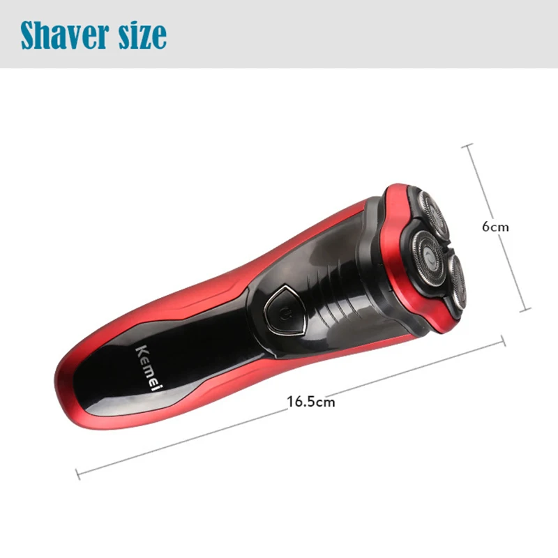 Kemei 3D Triple Floating Blade Heads Rechargeable Electric Shaver Men Shaving Machine Razors eard Trimmer Red Color | Бытовая техника