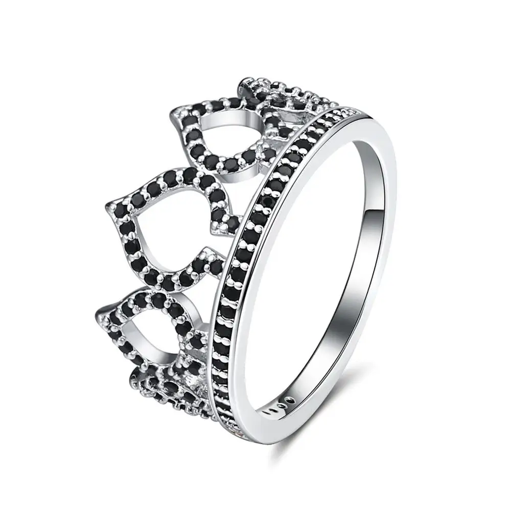 Spade ORSA JEWELS, дизайн покера, медное кольцо для женщин в форме лопаты, кольцо с короной, Красный AAA CZ, стильные новые оригинальные ювелирные изделия, корейское кольцо OR196 - Цвет основного камня: Spade