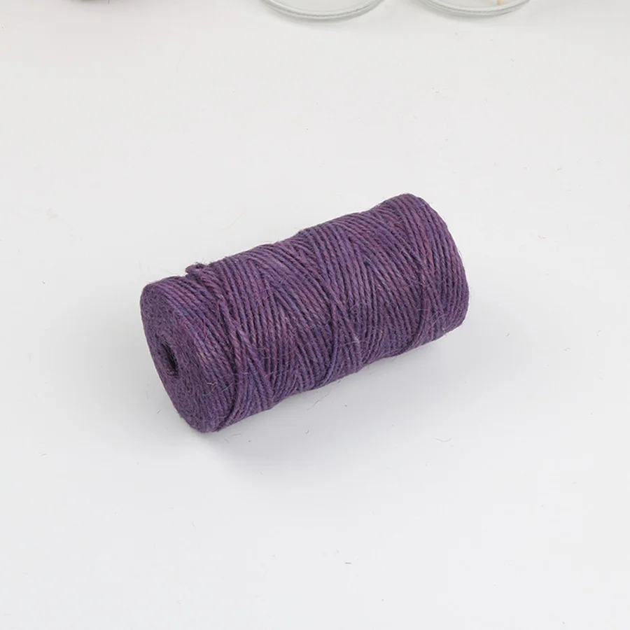 dark purple 100 м/рулон 2 мм пеньковая пряжа плетеная веревка джутовая нить Мешковина вечерние упаковка для свадебного подарка шнуры цветные Zakka Скрапбукинг - Цвет: dark purple