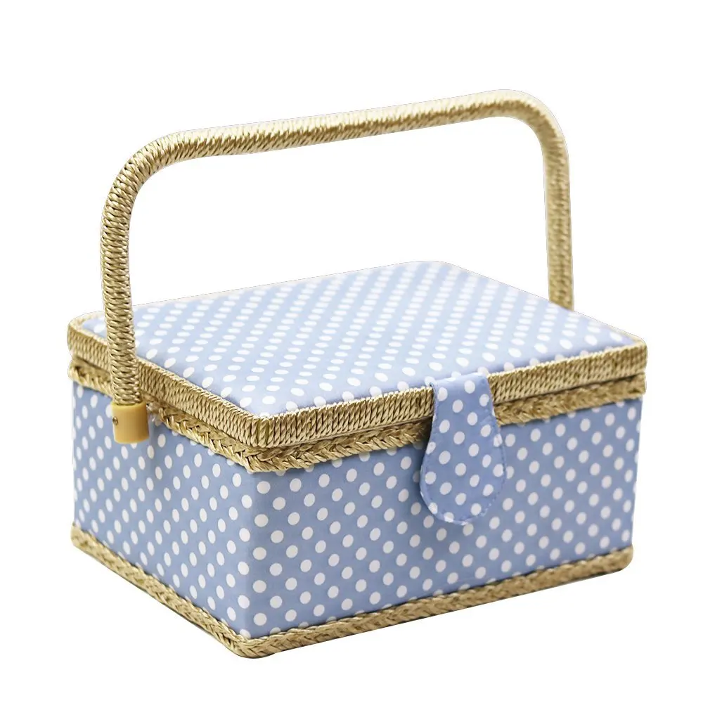 New Handmade Sewing Basket with Sewing Kit Accessories Fabric Crafts Sewing Tools Storage Box Christmas Box gift