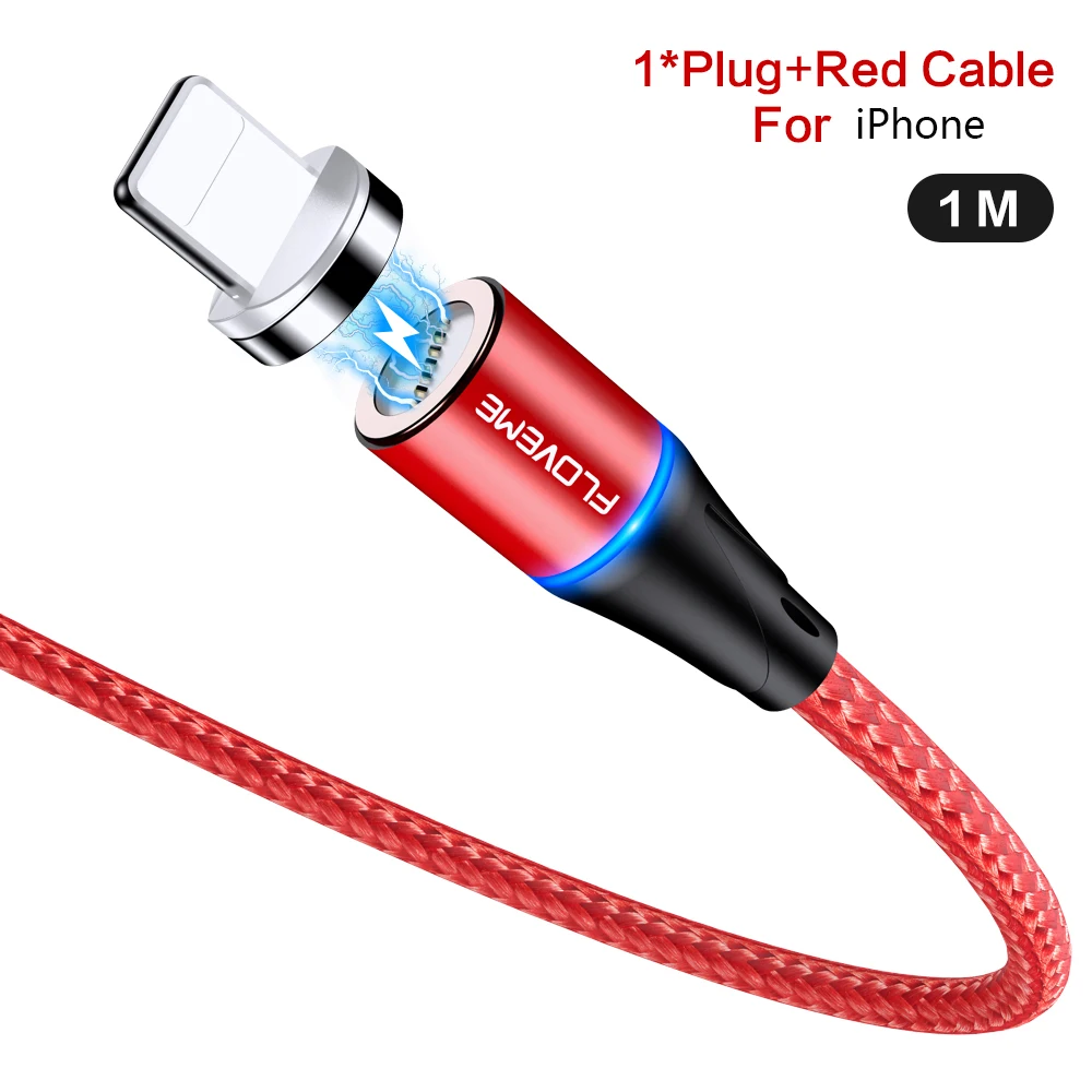 Red For iPhone Floveme 3A Быстрая зарядка Магнитный USB C кабель для huawei iPhone Магнитный кабель type C Магнитный кабель зарядка зарядное устройство адаптер - Цвет: Red For iPhone