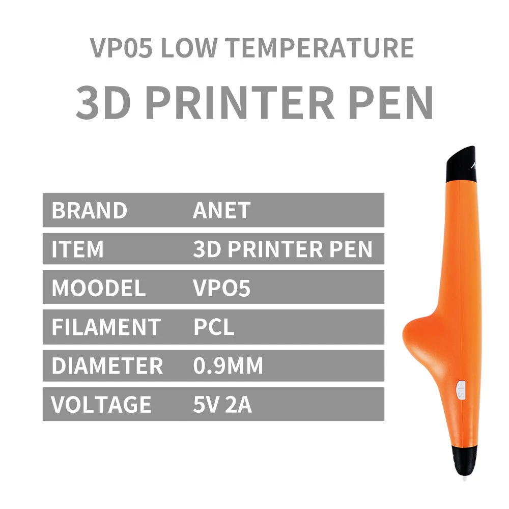Anet VP05 низкая температура безопасный DIY 3D ручка с PCL нить для рисования детей