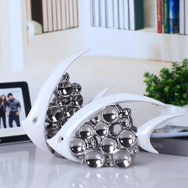 2 шт./компл. белые серебряные для влюбленных рыбы керамические изделия украшения