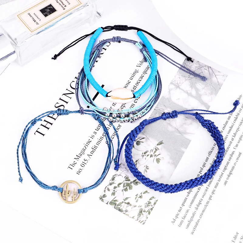 Mix Colour Handmade Woven Braid Bracelet Round Bead Shell Cactus Friendship for Women 2358 | Украшения и аксессуары