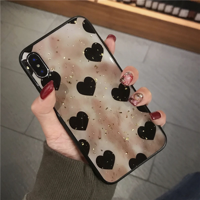 Love Heart Phone Cases For Huawei Honor 7X Honor8X Max 8X X 8 Case Luxury Bling Soft Epoxy honor Play Coque |