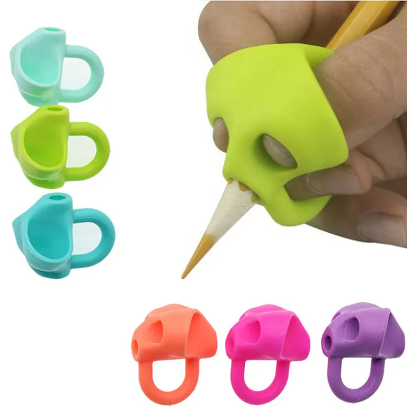 

3pc Magic Grip Pencil Help Beginner Writing Silicone Toys Baby Double Thumb Posture Correction Pen Tool Student Education