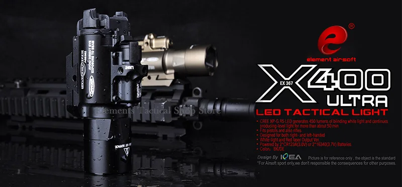 Element Airsoft Surefir X400 Тактический светильник для вспышки Красный Лазерный Пистолет светильник для охоты флэш-светильник Surefir X400U оружие пистолет светильник EX367