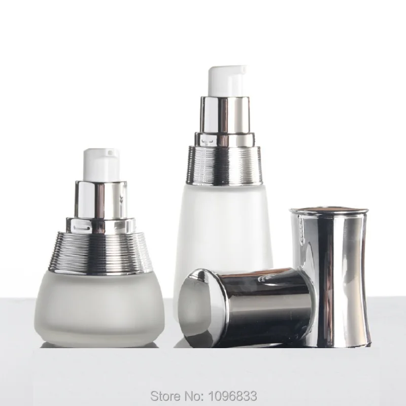 Empty Glass Jar 50G Cosmetic Container Frosted Lotion Pump Bottle 120ml 100ml 45ml 30ml Perfume Vials 8pcs/Lot | Красота и здоровье
