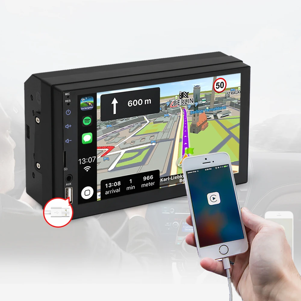 Встроенное Зеркало Ссылка iPhone Android 9,0 2din автомобильный Радио 7 дюймов Bluetooth USB заднего вида Камера MP5 плеер один DIN Авторадио