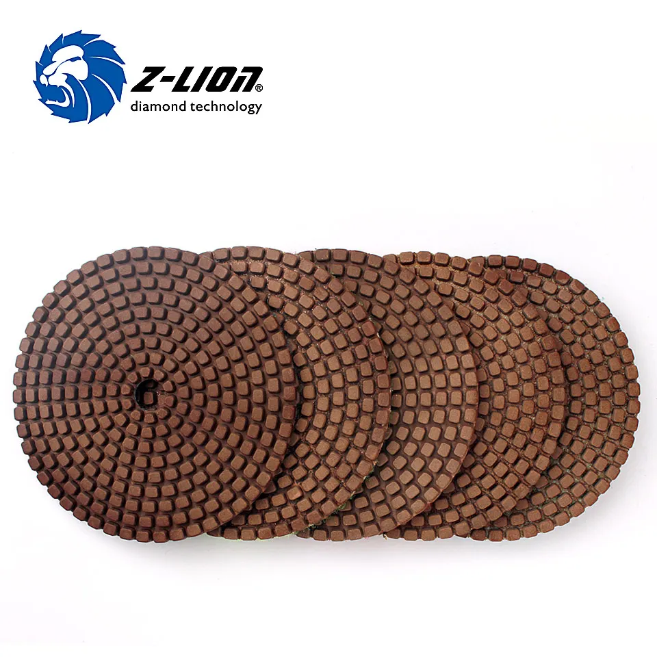 Z-LION 4&quot Copper Diamond Polishing Pads 5 Pcs 100mm Grinding Wheel Stone Granite Concrete Marble Surface Disks | Инструменты