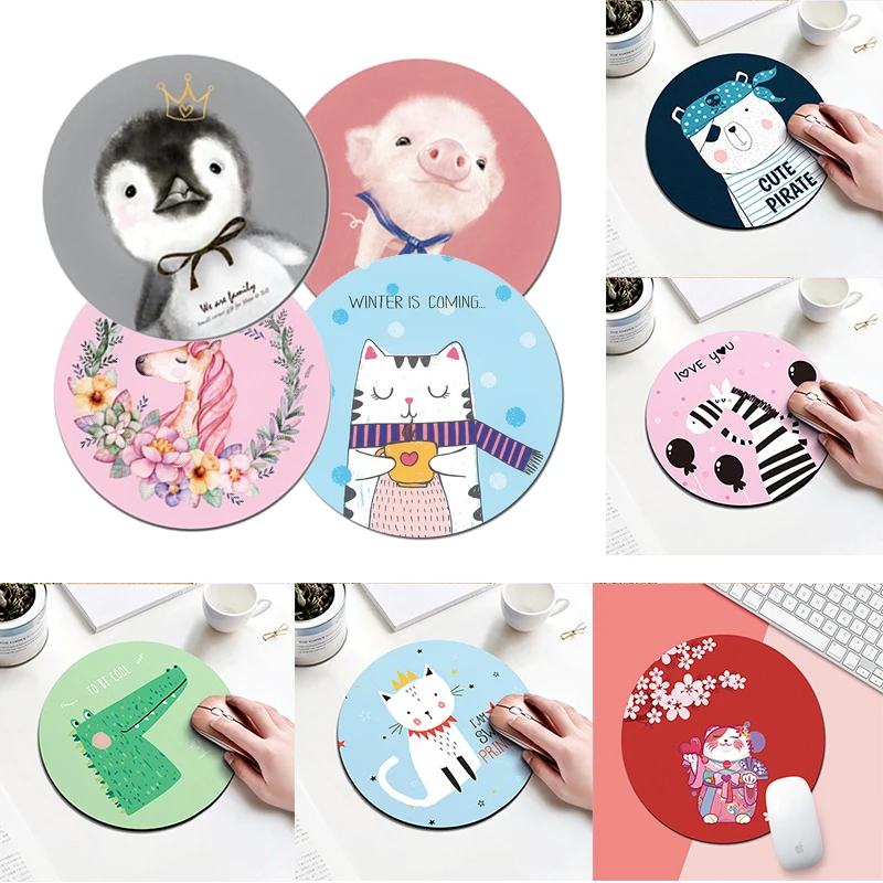 Игровой коврик для мыши Galaxy розовый в форме свиньи круглый резиновый офиса