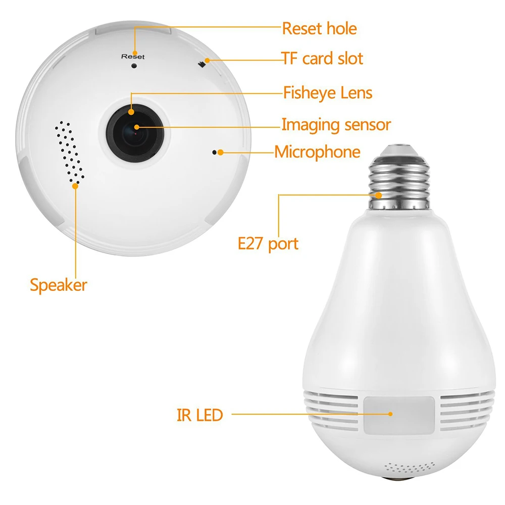 JCWHCAM 1.3MP WIFI камера беспроводная IP Wi Fi лампа рыбий глаз панорамная наблюдения