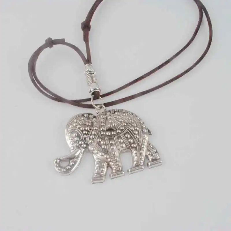 Женское колье макси с подвеской в виде слона|leather necklace|necklace wholesalevintage necklace |