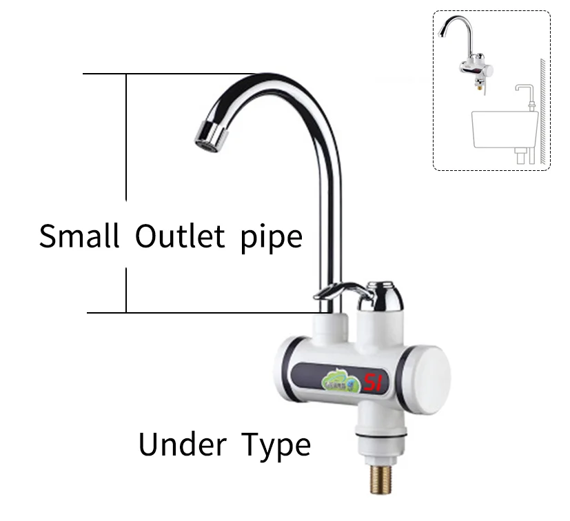 under type smll pipe KELIN электрическая отопительная муфта воды краны нагревателя ванной бассейна кран с светодиодный цифровой дисплей ЕС plug - Цвет: under type smll pipe