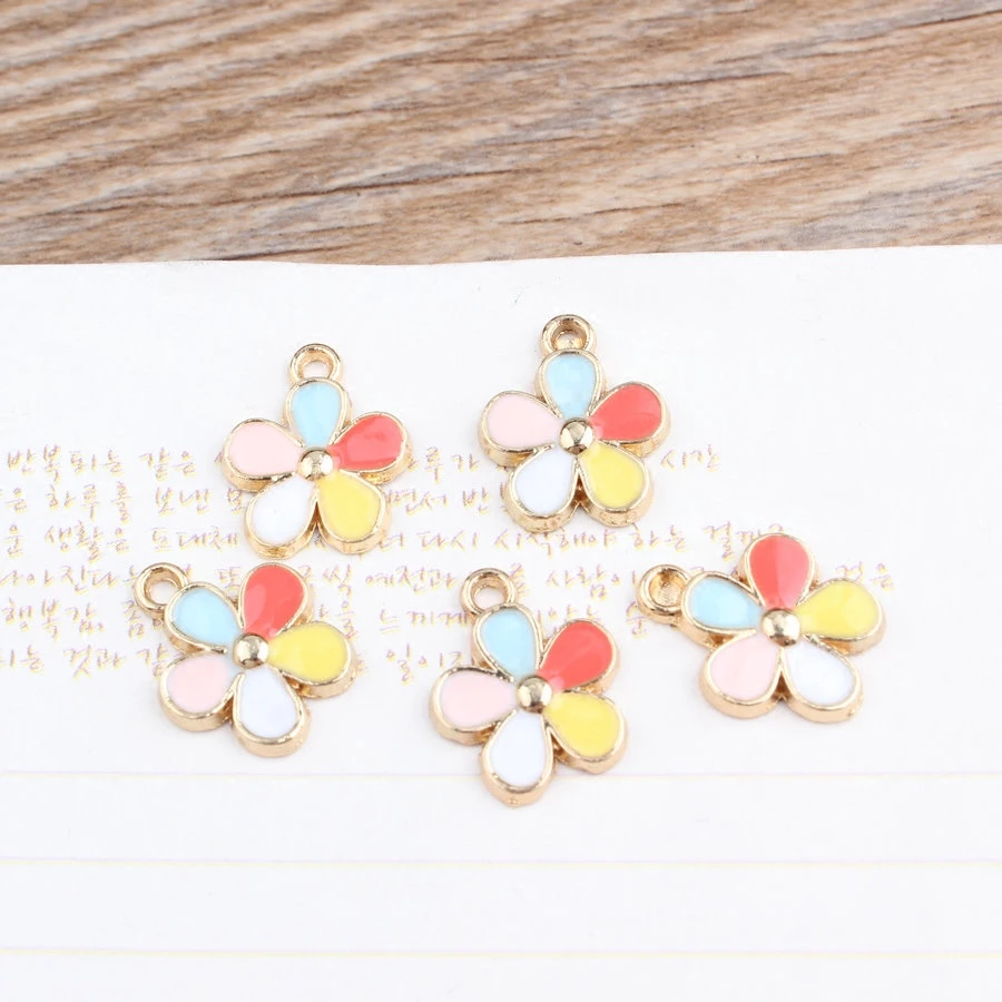 Высокое качество весенний цветок сплав кулон позолота металлическая эмаль