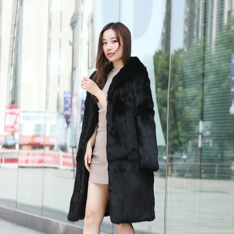 2022 Fashion Women Real genuine natural Rabbit Fur Coat With Fur Hooded Women Custom Size Outwear Fur Jacket Free Shipping Z534