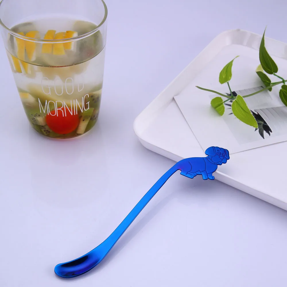 Цветная Милая собачья Хвостовая ложка для мороженого длинная ручка ледяная