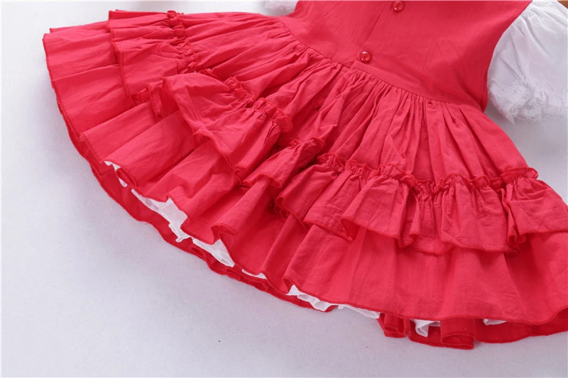 

infant girls dress red vintage christmas dresses spanish clothing handmade flower embroidery lace baby clothes princess frock