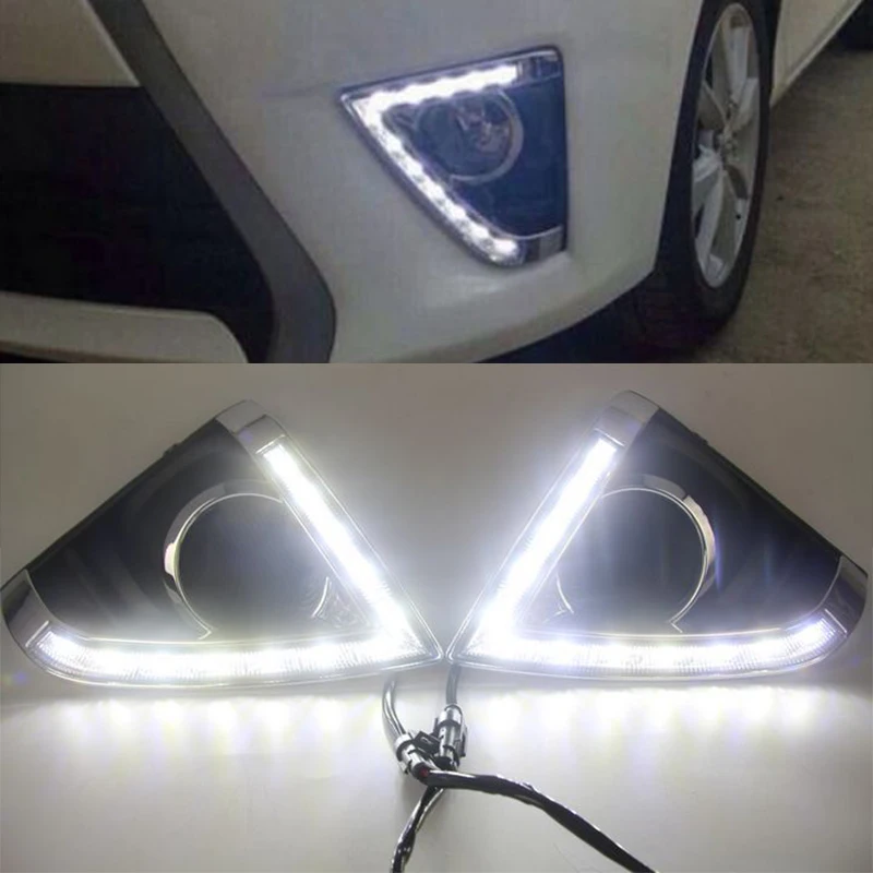 ROADOT автомобиля дневные светодиодные DRL для Toyota Yaris 2013 2014 2015 габаритные огни с