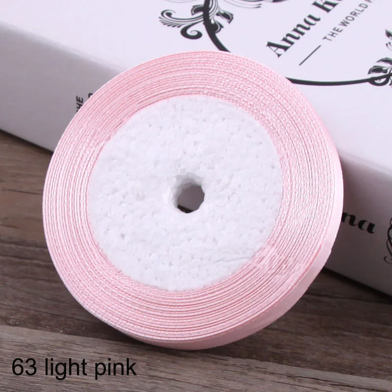 63 light pink 25 ярдов атласная лента 10 мм корсажные ленты DIY лук Ремесло Декор для упаковки подарков Свадебная вечеринка украшения принадлежности для скрапбукинга - Цвет: 63 light pink