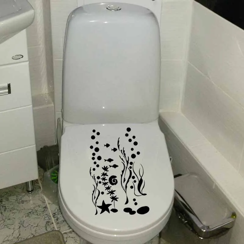 YOJA 15,3X23,4 см WC наклейки для унитаза настенный стикер рыбка ванная комната водоросли стикер Морская звезда искусство T5-0421