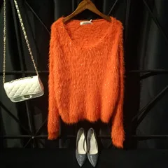 orange Cakucool, женские свитера с блестками, мохер, круглый вырез, толстый джемпер, тонкий корейский Блестящий свитер, вязаный пуловер, топы для женщин, 13 цветов - Цвет: orange