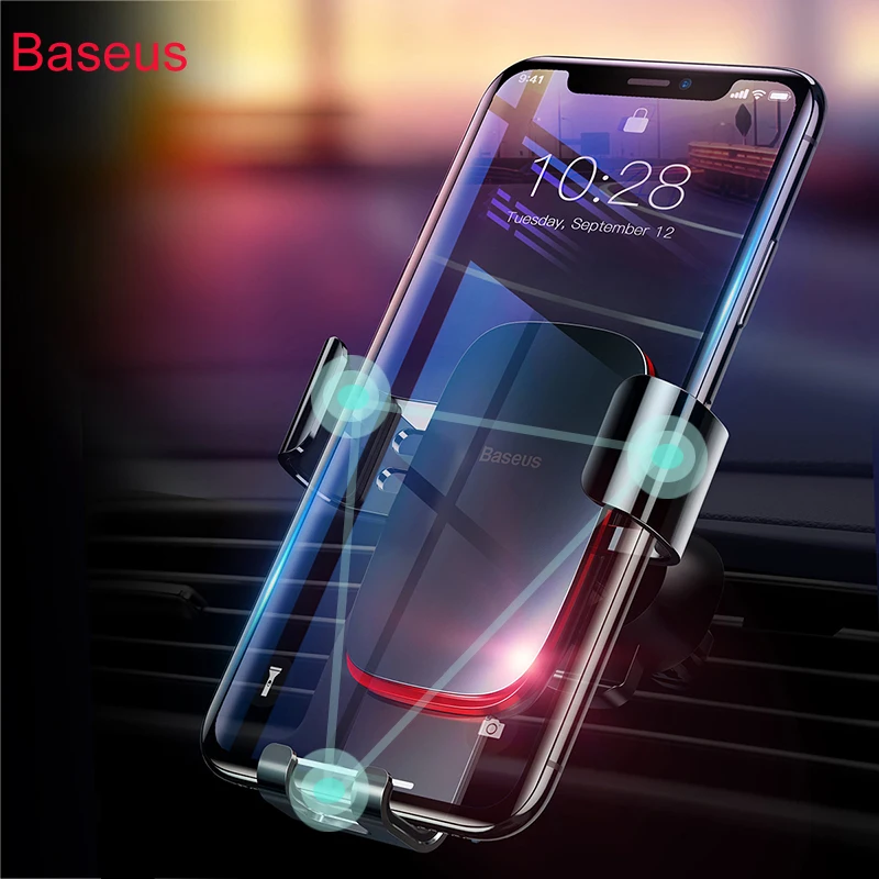 Автомобильный держатель для телефона Baseus для iPhone X 8 7, Гравитационный держатель для мобильного телефона, держатель на вентиляционное отверстие автомобиля, держатель для телефона