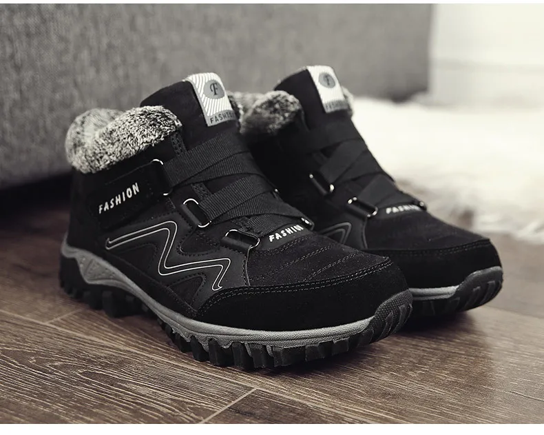 Большие Size36-46; мужские и женские Треккинговые ботинки; зимние кожаные Теплые ботильоны на меху; уличная прогулочная обувь; ботинки для альпинизма и спорта