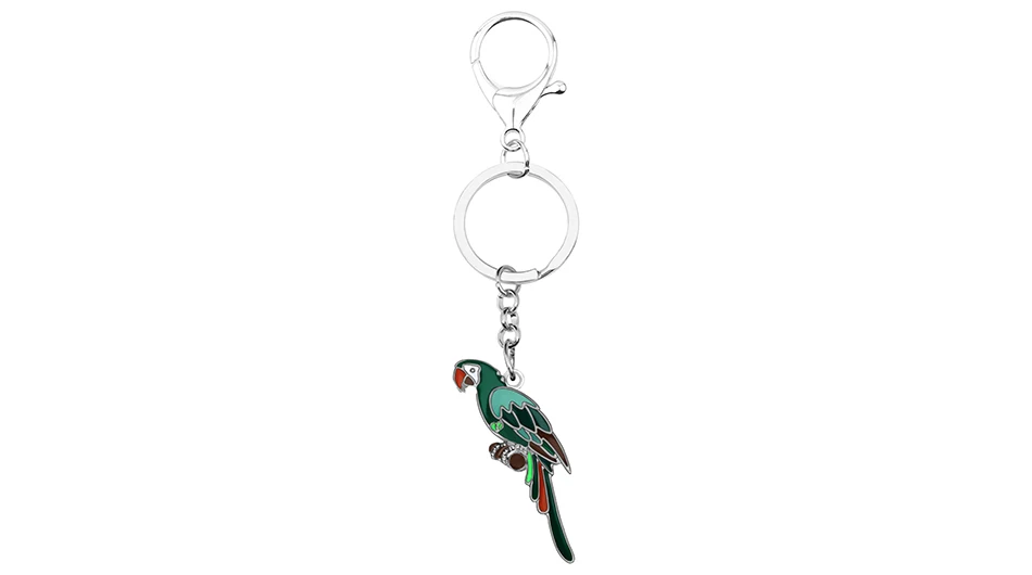 Bonsny эмалированный сплав мультфильм Мода Macaws брелок для ключей ем попугая брелоки Красочные Птица Ювелирные изделия для женщин девочек подростков талисманы подарок