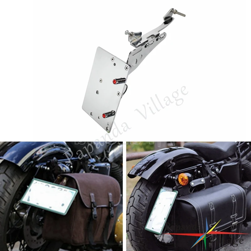 

Chrome Motorbike Tail Light Side Mount License Plate Bracket for Harley XL 883 1200 Iron 883 Forty Eight Seventy Two 2004-2017