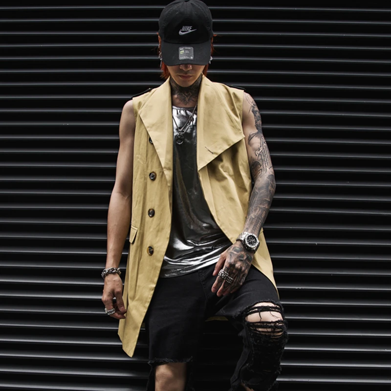 Men's Vest 2019 Fashionable Casual Punk Style Solid Single Breasted Night Club Evening Derss Costume Waistcoat Male | Мужская одежда