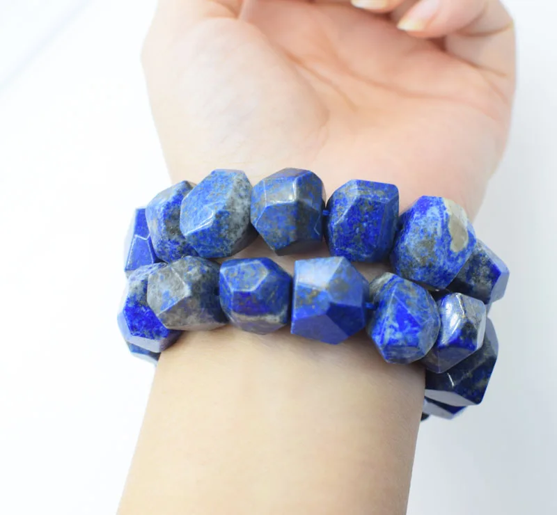 blue lapis baroque faceted 13*18mm bracelet 7.5inch wholesale beads nature FPPJ gemstone
