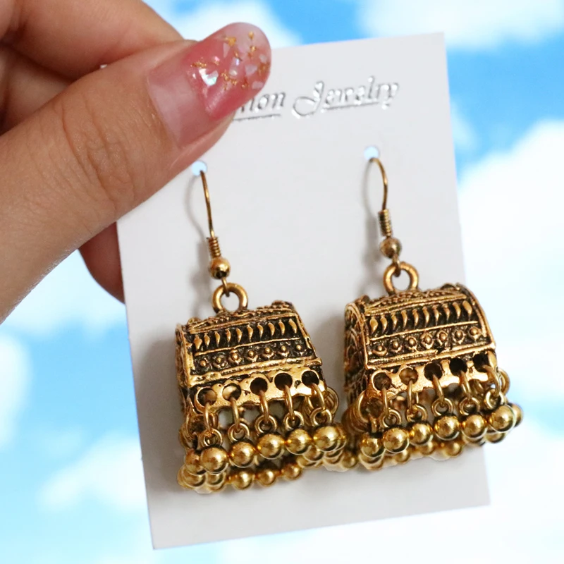 Индийские Jhumka серьги «Слоник» цыганские ювелирные изделия в стиле ретро этнические бусины в античном стиле висячие серьги с кисточками для женщин богемный подарок