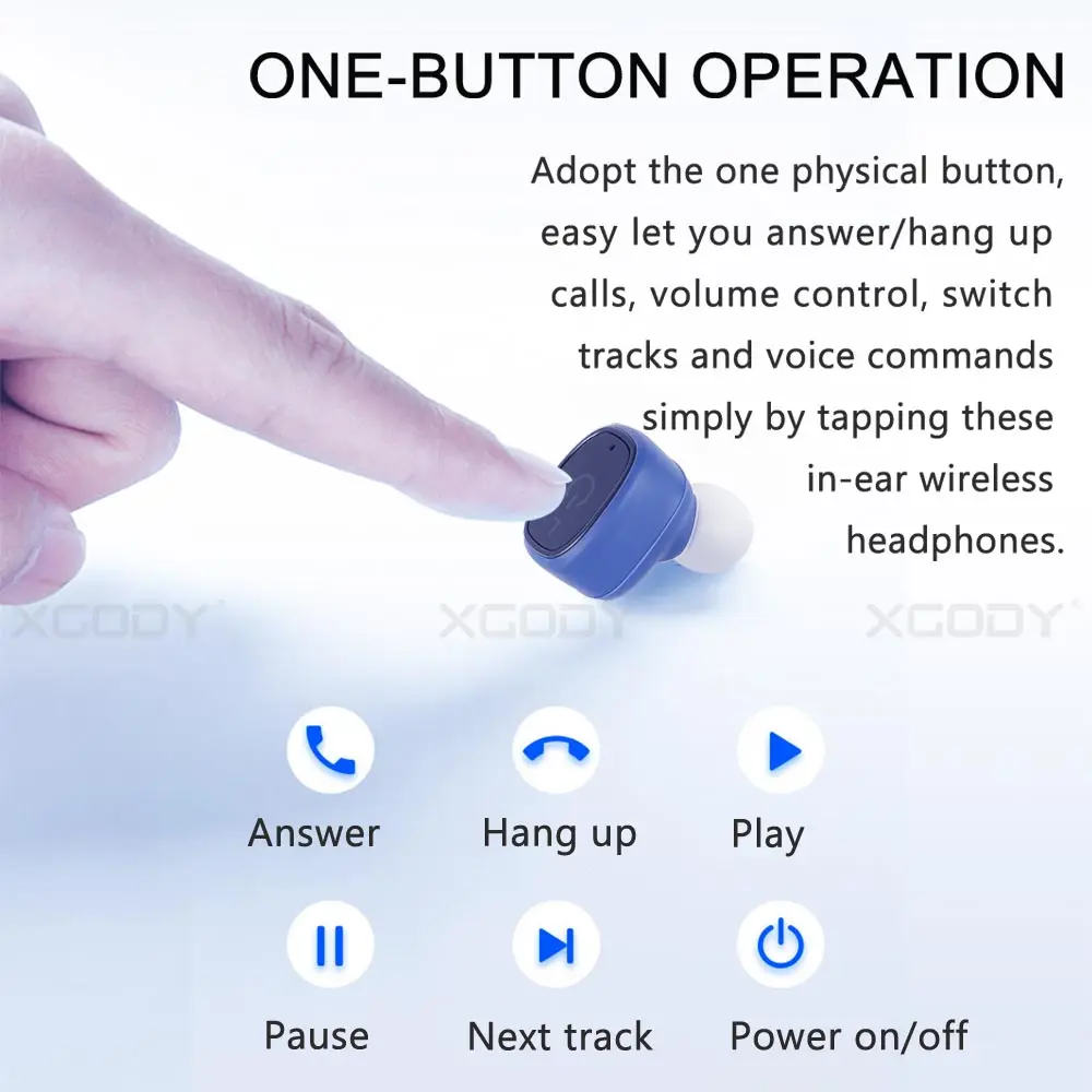 XGODY S2P V5.0 Bluetooth наушники 3D True Беспроводной стерео с микрофоном Портативный