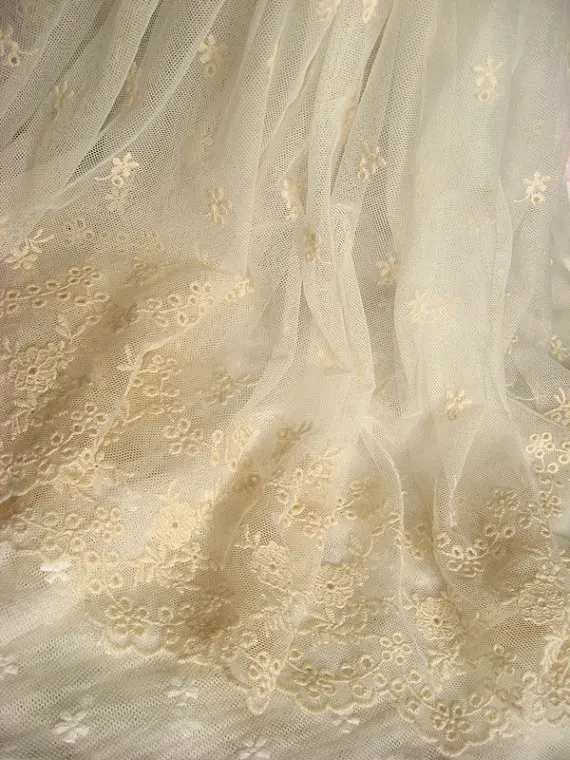Кружевная отделка кремового цвета из хлопка Цветочная кружевная в стиле ретро