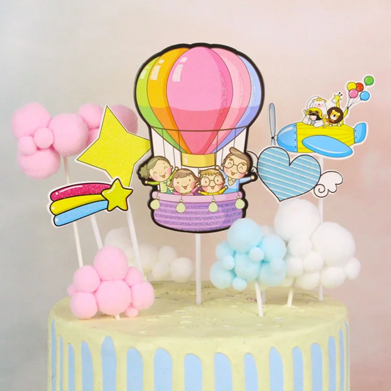 10 шт. украшения для торта белые облака воздушный шар вставки карты выбор кекс