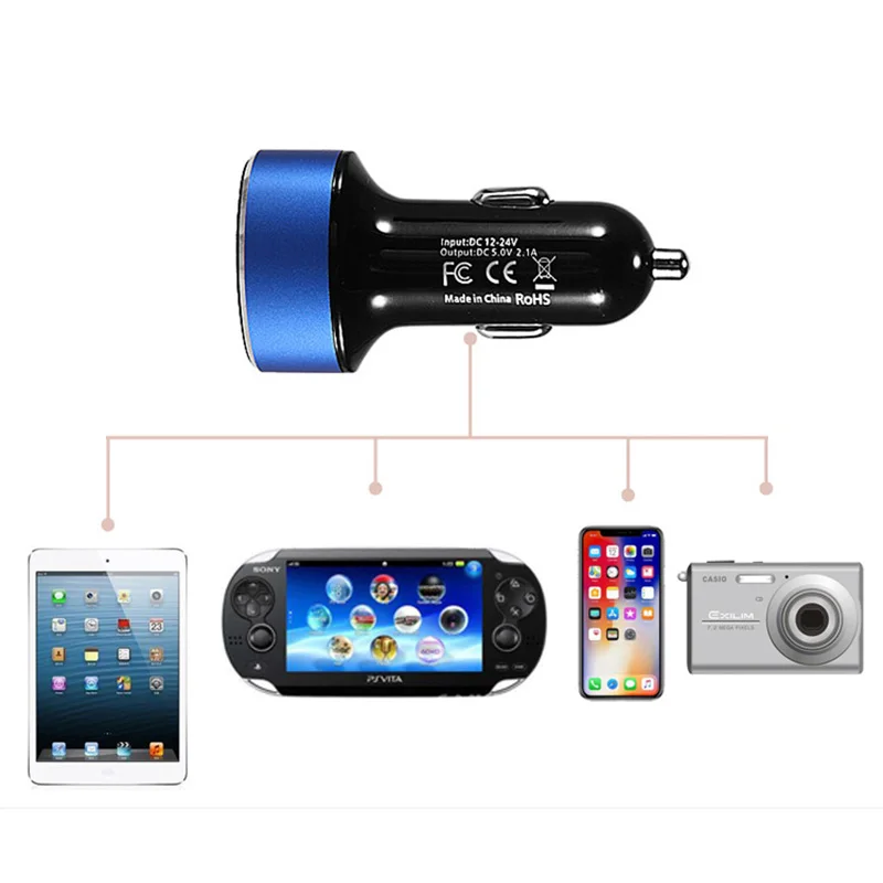 5V 2.4A двойной порт USB Автомобильное зарядное устройство светодиодный дисплей