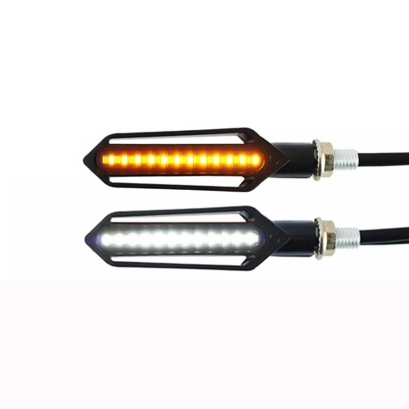 Car Front Light 2 шт. светодиодный мотоцикл поворотник три использования струящаяся вода светло-красный тормозной фонарь Белый DRL индикаторы, мерцатели мерцание для Harley - Цвет: Car Front Light