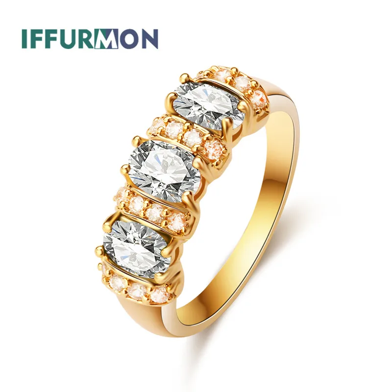 Iffurmon модные золотые Цветные кольца для Для женщин Имитация Кристалл Bague Femme